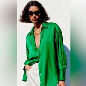 Zara Green Satin Chemise